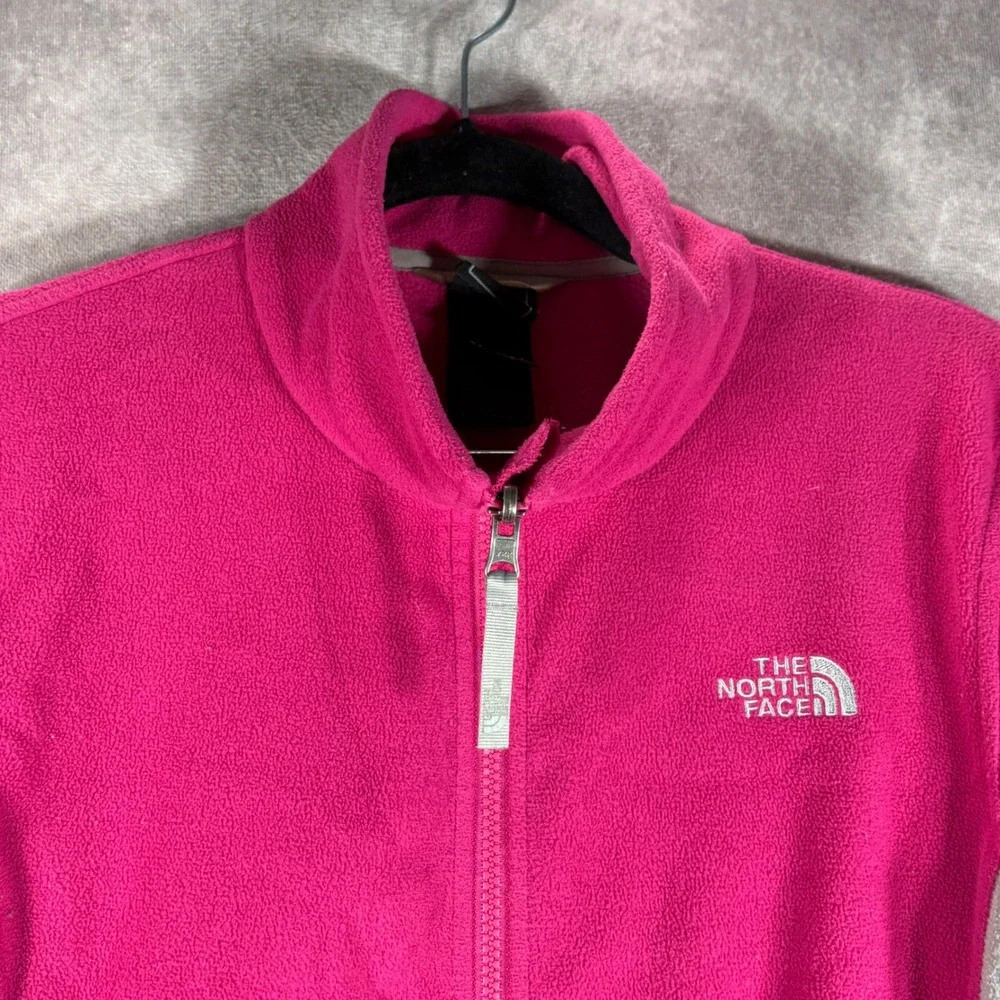 The North Face Fleece Jacket Girls XL Pink Full Zip Mock Neck Outdoor Active